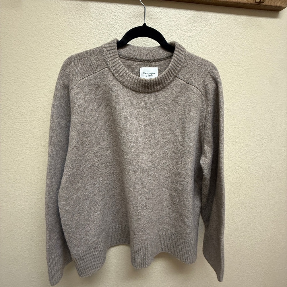 Abercrombie & Fitch Neutral Taupe Crewneck Sweater